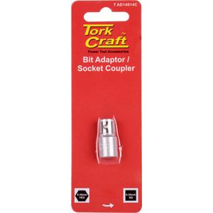 Socket Adaptor Coupler 1/4'f Sq X 1/4'f Hex Carded
